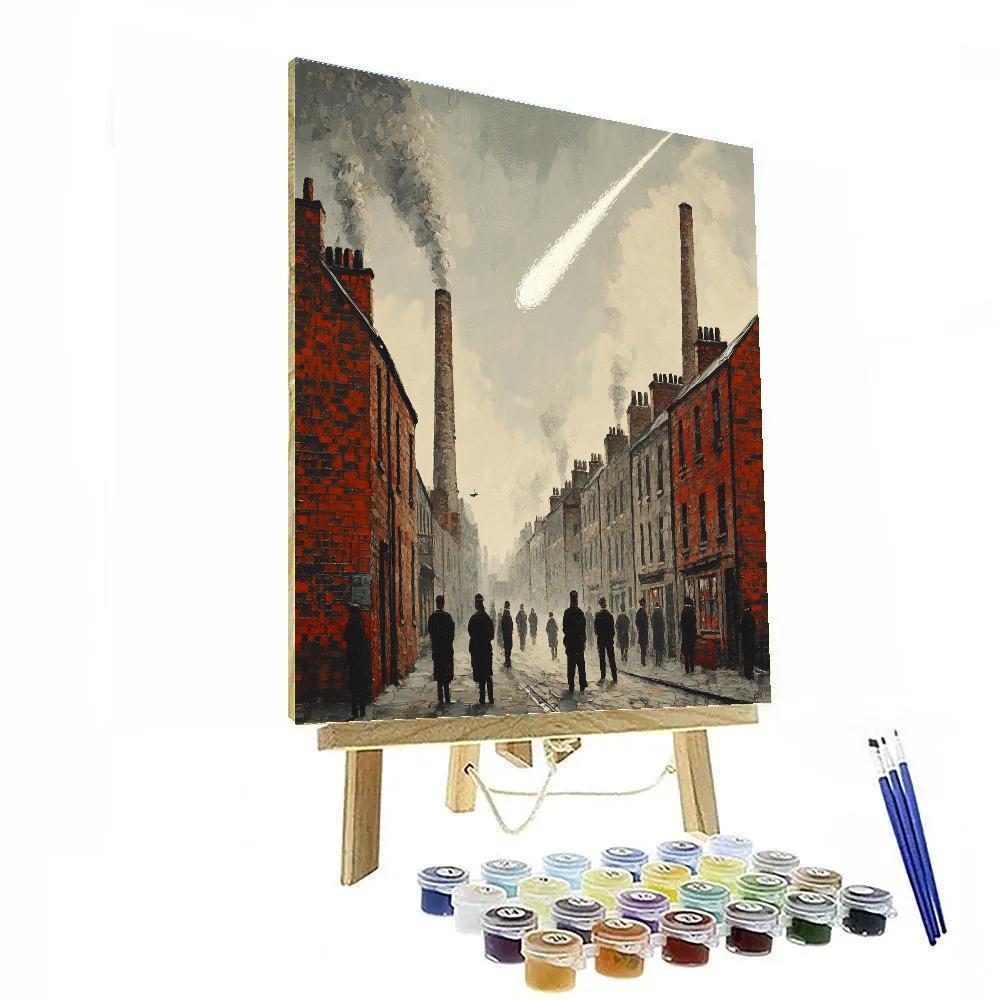 L.S. Lowry Inspired Factory Town Under Comet Paint by numbers art