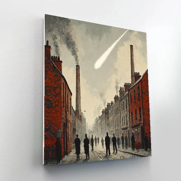 L.S. Lowry Inspired Factory Town Under Comet Paint by numbers art
