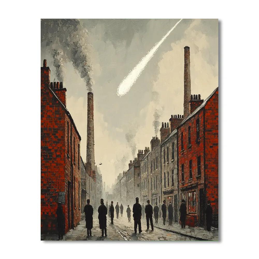 L.S. Lowry Inspired Factory Town Under Comet Paint by numbers art