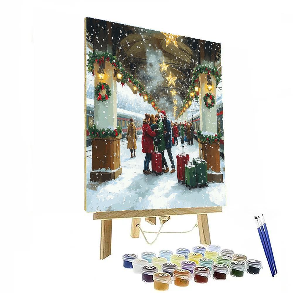 Railway Station Holiday Reunion paint by numbers