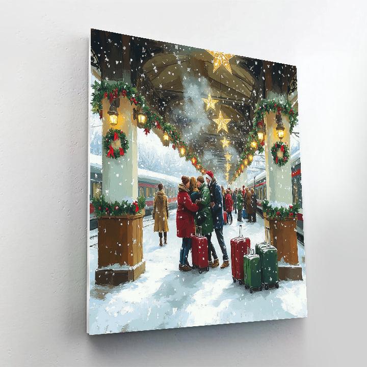 Railway Station Holiday Reunion paint by numbers