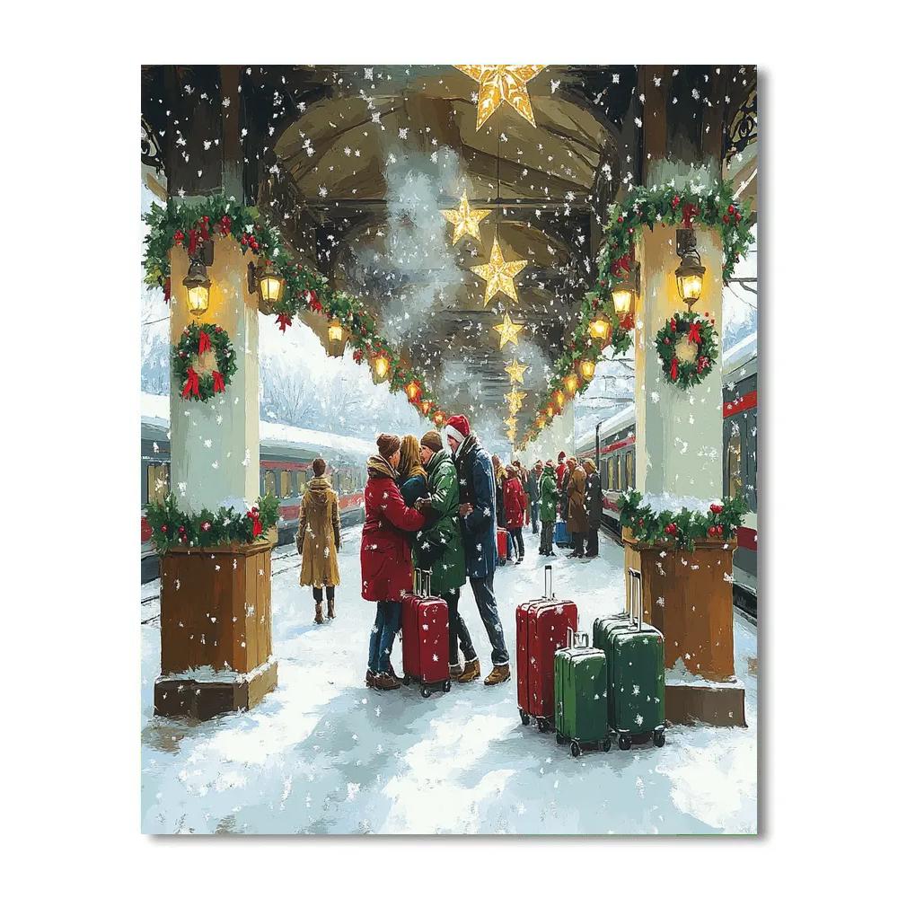 Railway Station Holiday Reunion paint by numbers