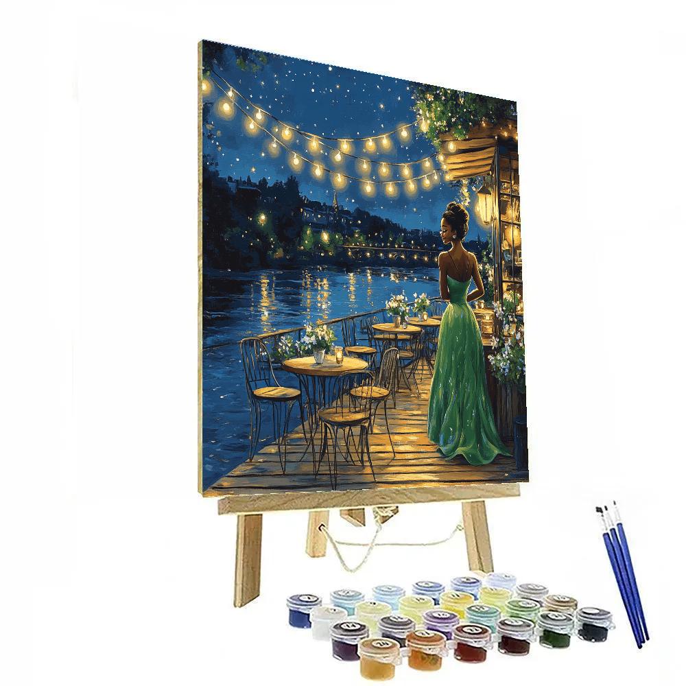 Tiana Riverside Cafe Evening - Disney Inspired paint by numbers