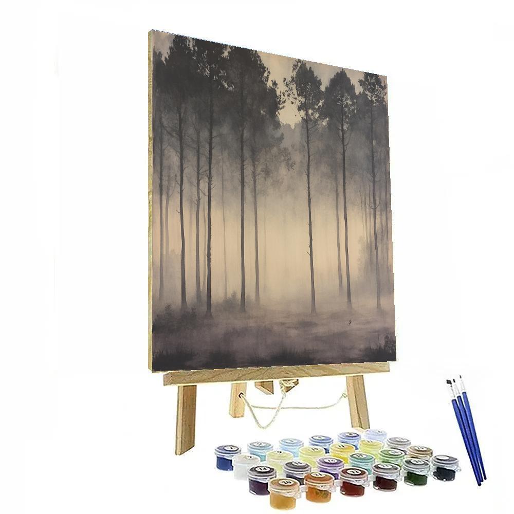 Leonardo Da Vinci Inspired Orchard Fog Silhouettes Numbered painting kits