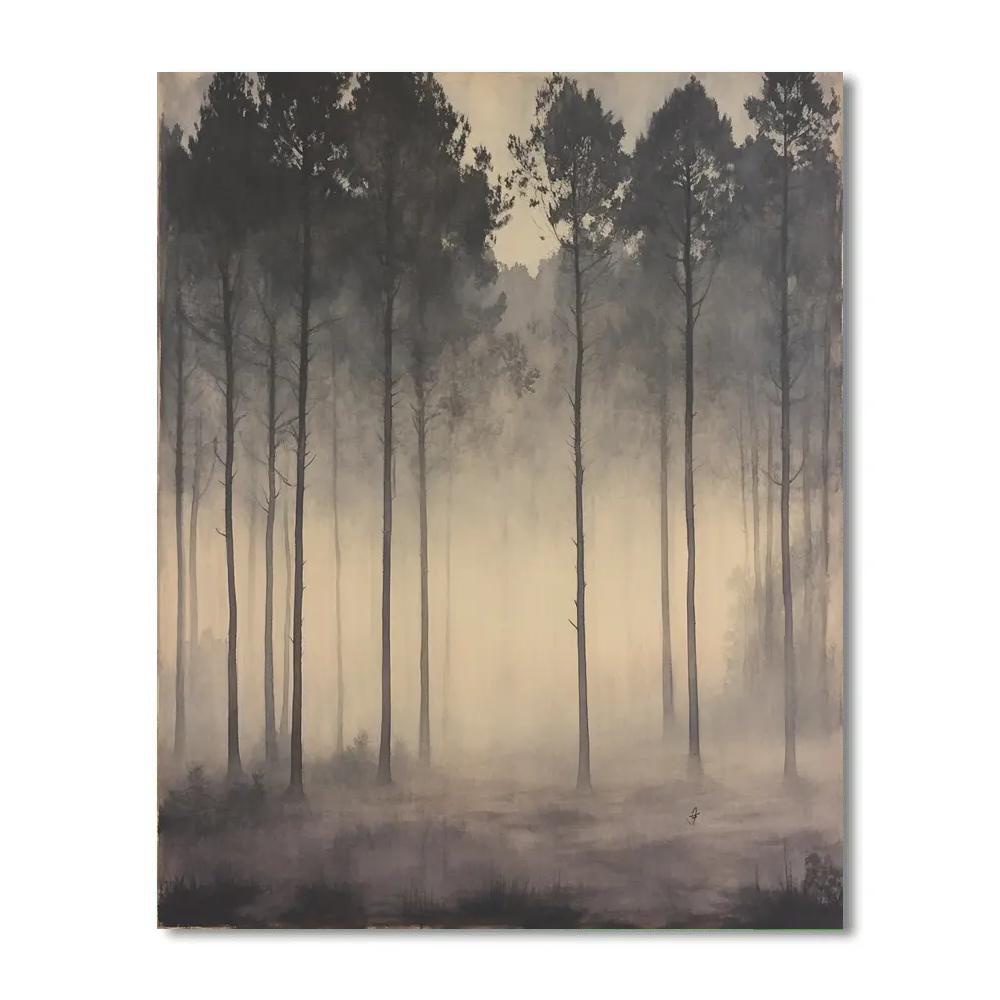 Leonardo Da Vinci Inspired Orchard Fog Silhouettes Numbered painting kits