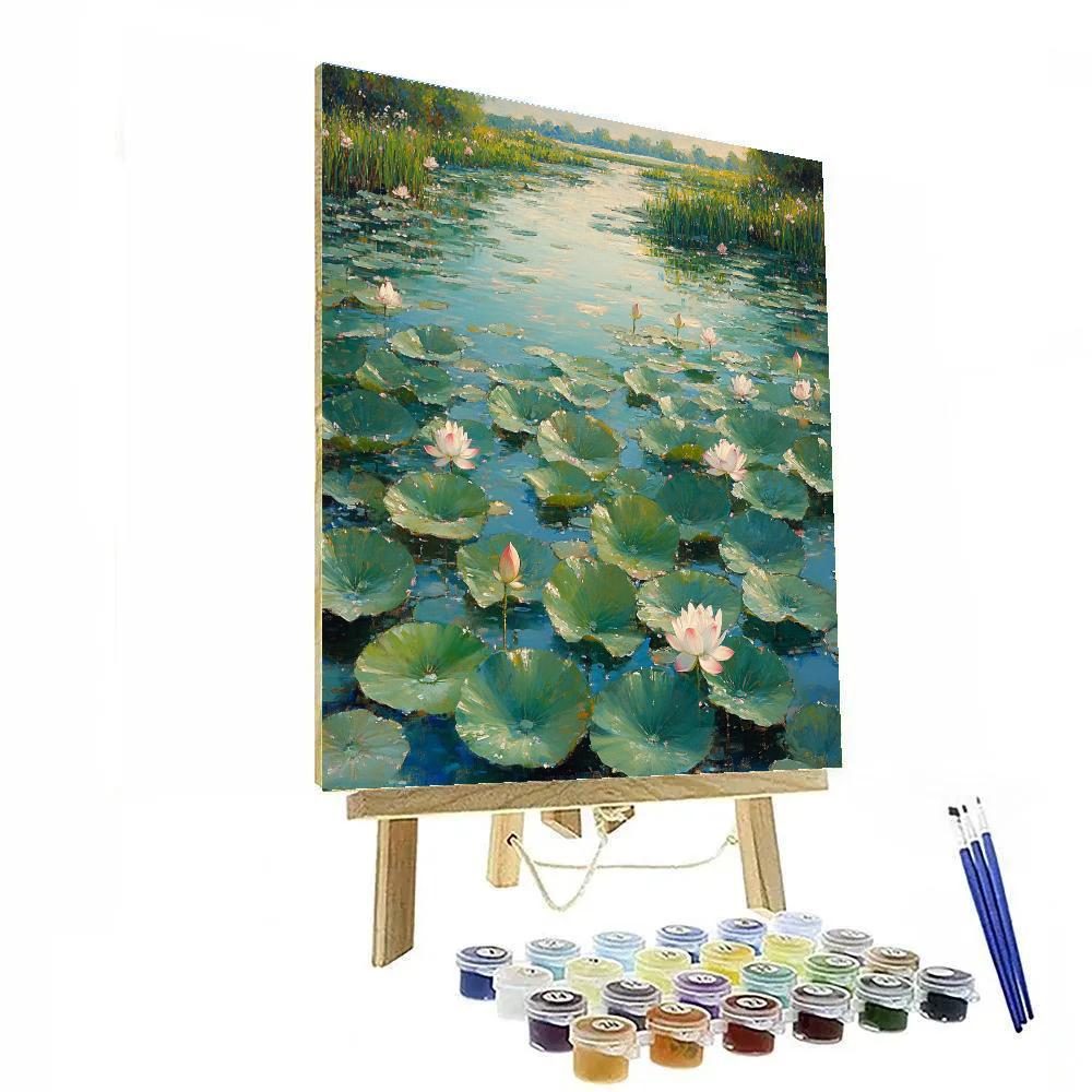 Claude Monet Inspired Late Summer Lotus Lagoon Paint by numbers kits