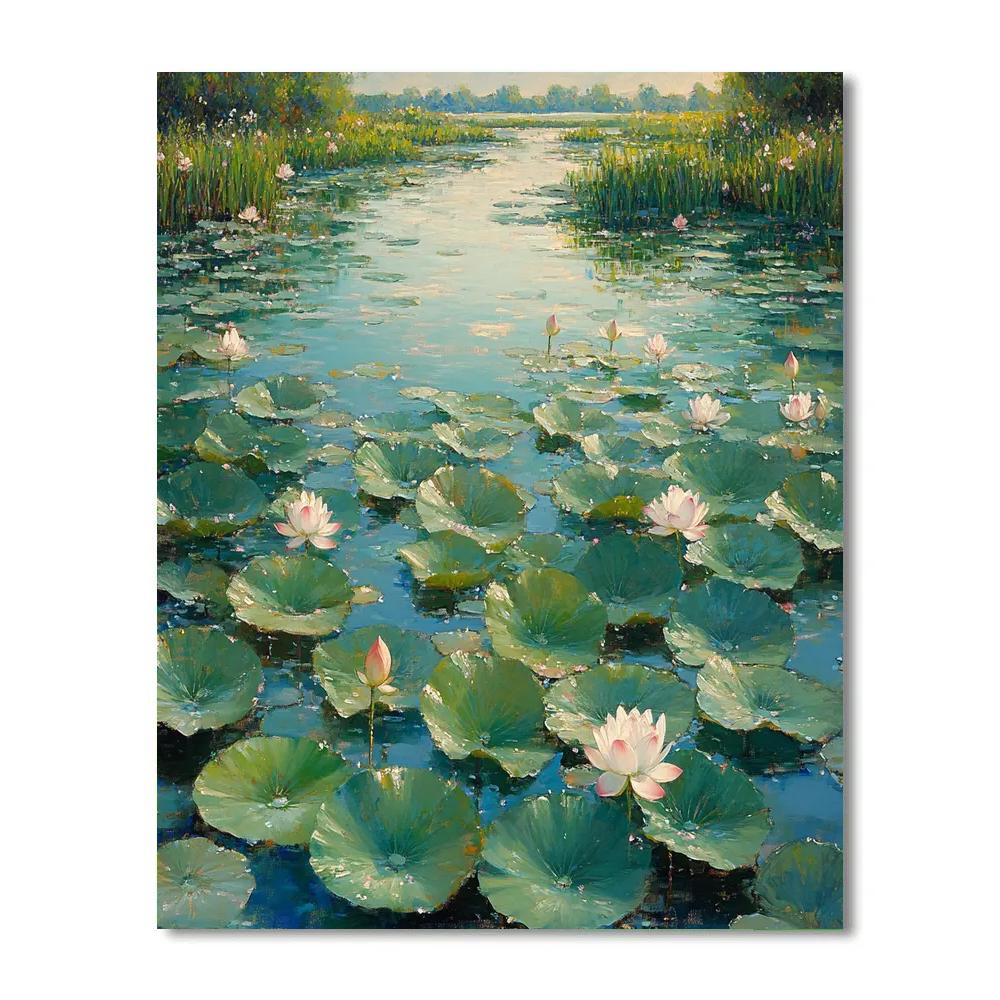 Claude Monet Inspired Late Summer Lotus Lagoon Paint by numbers kits