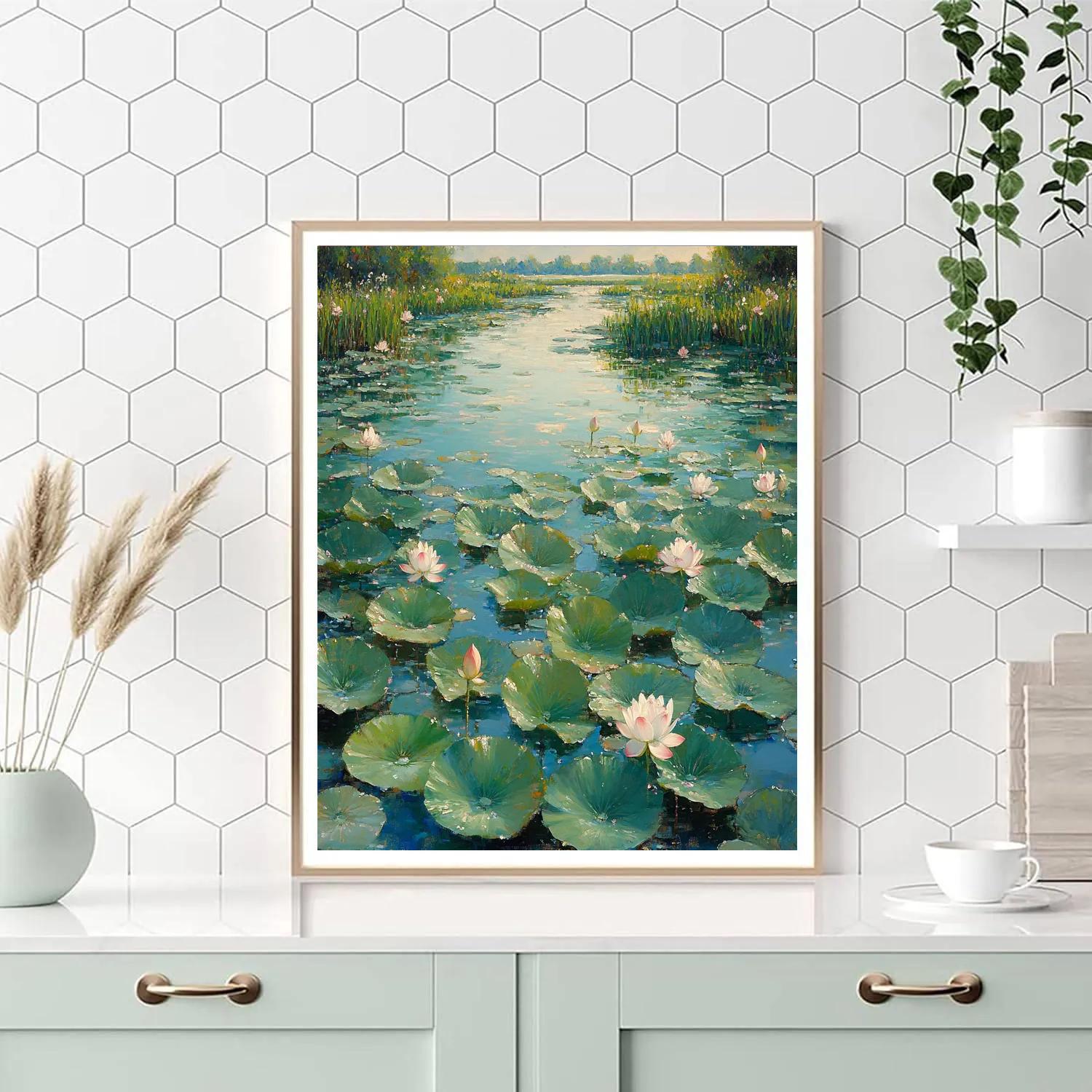 Claude Monet Inspired Late Summer Lotus Lagoon Paint by numbers kits
