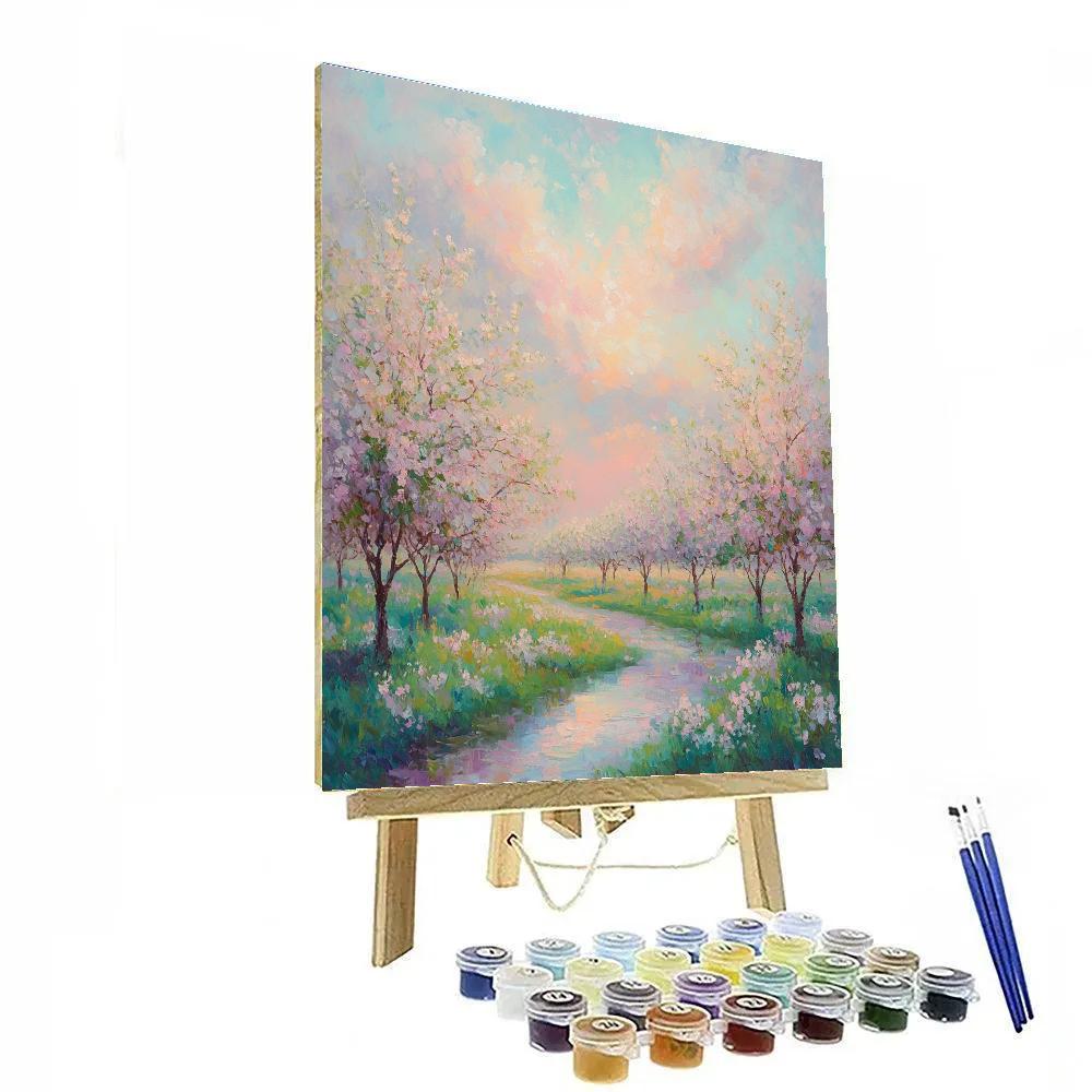 Monet Inspired Nebula Over Spring Orchard Numbered painting kits