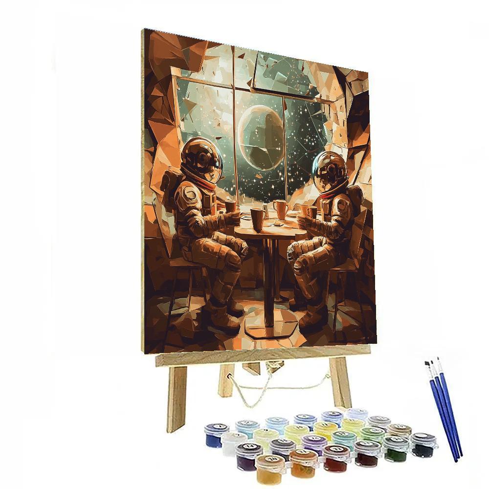 Picasso Inspired Cubist Astronaut Cafe Painting by numbers kit