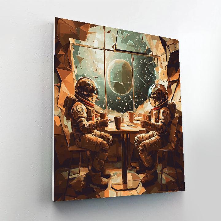 Picasso Inspired Cubist Astronaut Cafe Painting by numbers kit