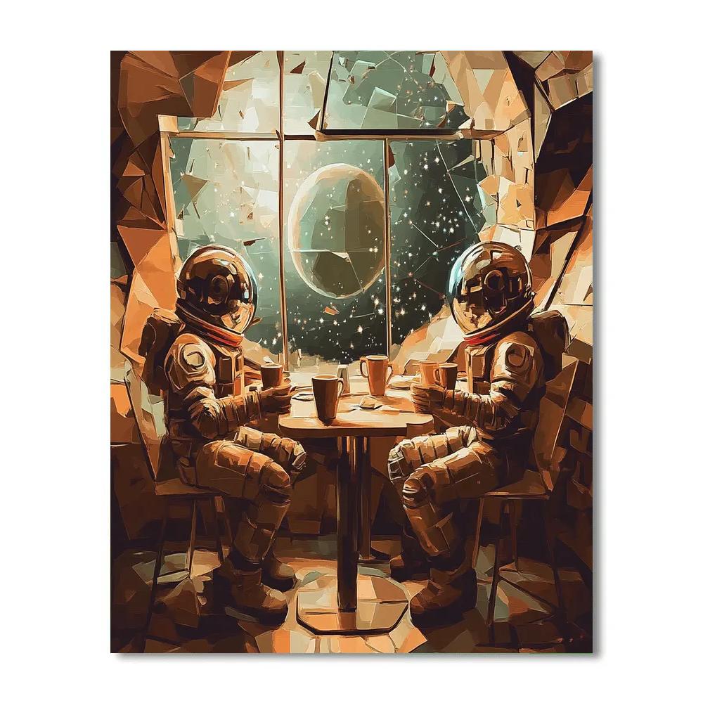 Picasso Inspired Cubist Astronaut Cafe Painting by numbers kit
