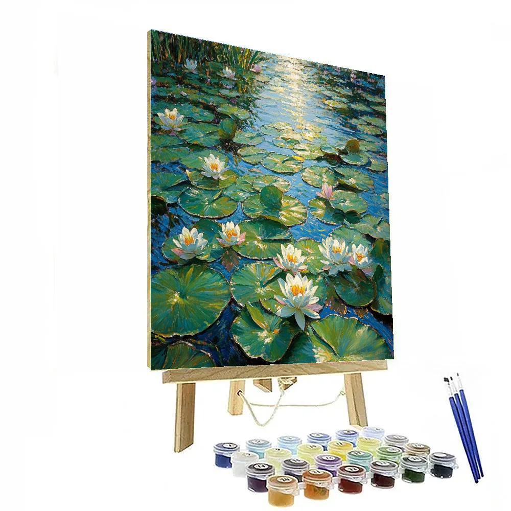 Claude Monet Inspired Luminous Waterlilies At Noon DIY paint by numbers