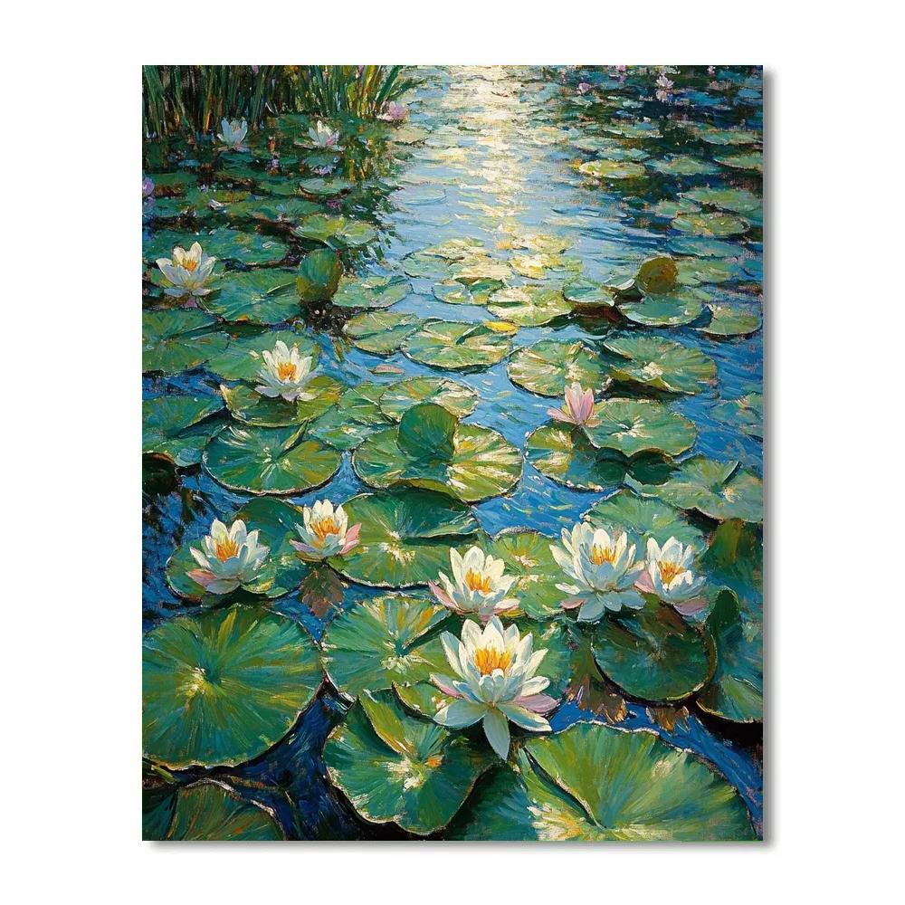 Claude Monet Inspired Luminous Waterlilies At Noon DIY paint by numbers