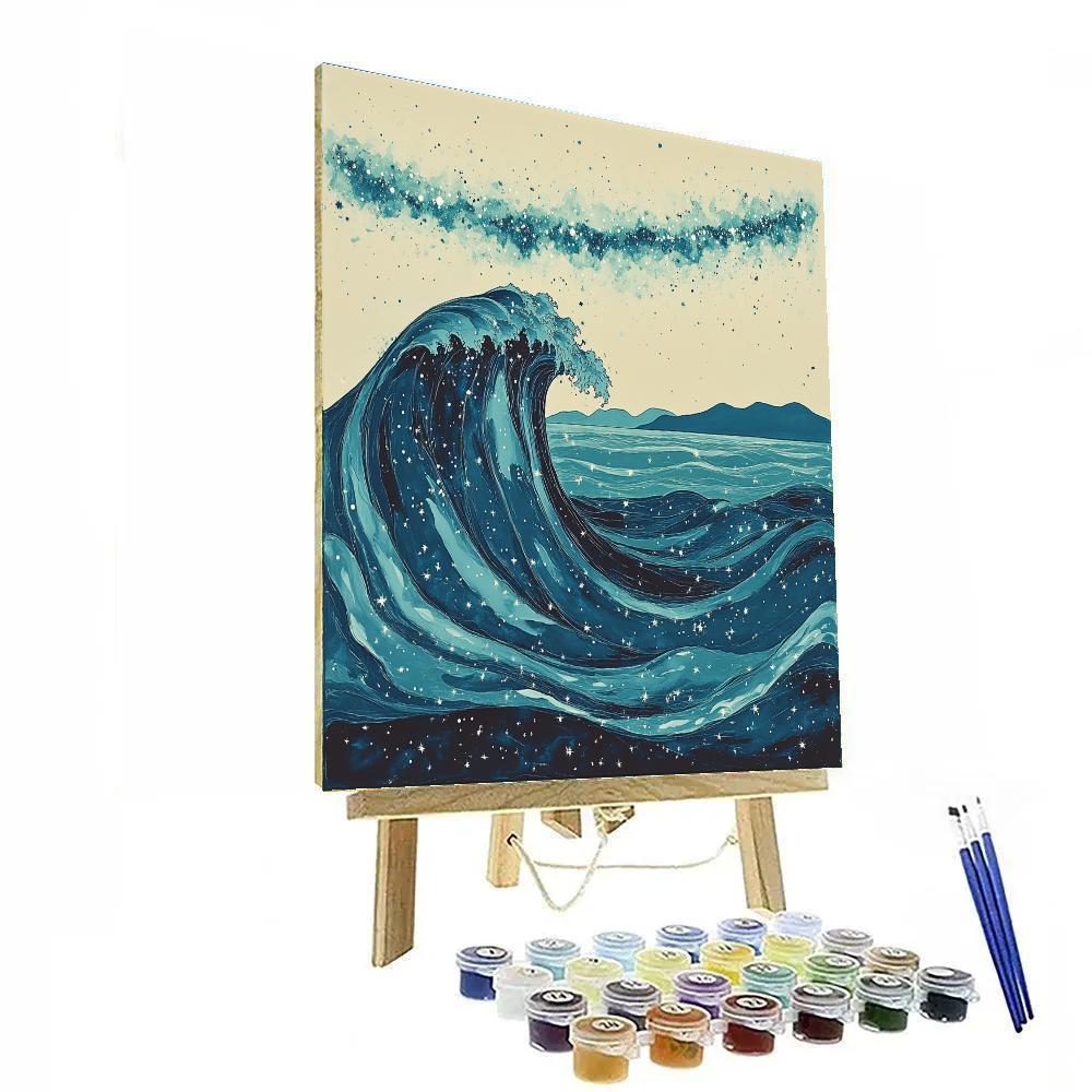 Hokusai Inspired Great Wave Of Starlight Painting by numbers kit