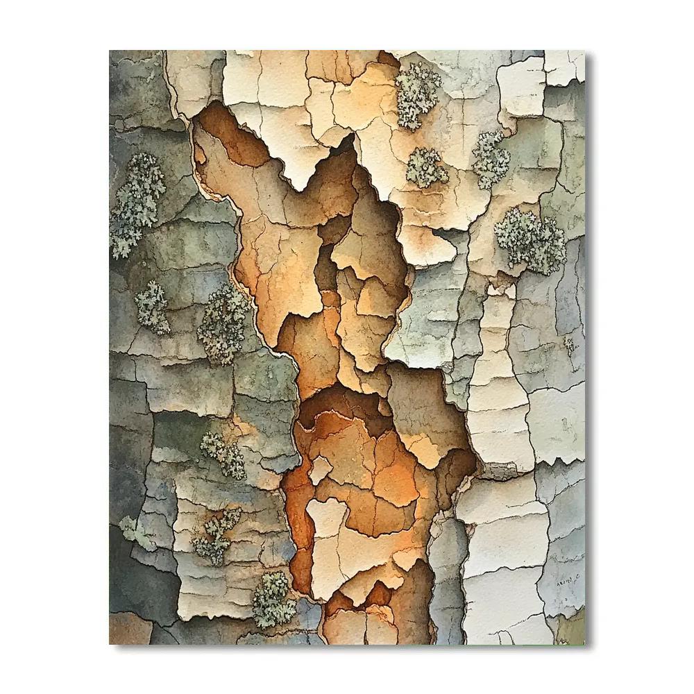 Leonardo Da Vinci Inspired Orchard Bark Textures DIY paint by numbers