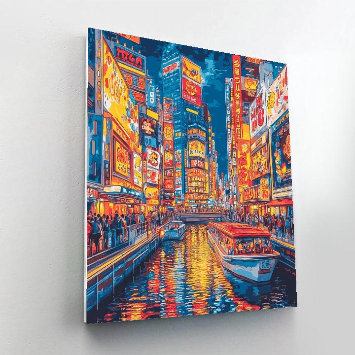 Namba Dotonbori Canal Lights Osaka Japan Paint by numbers kits