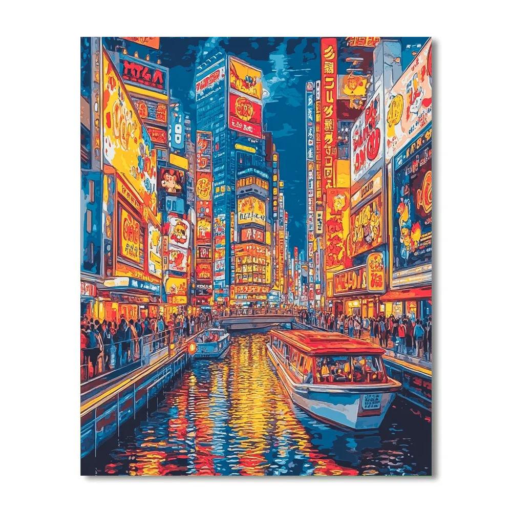 Namba Dotonbori Canal Lights Osaka Japan Paint by numbers kits