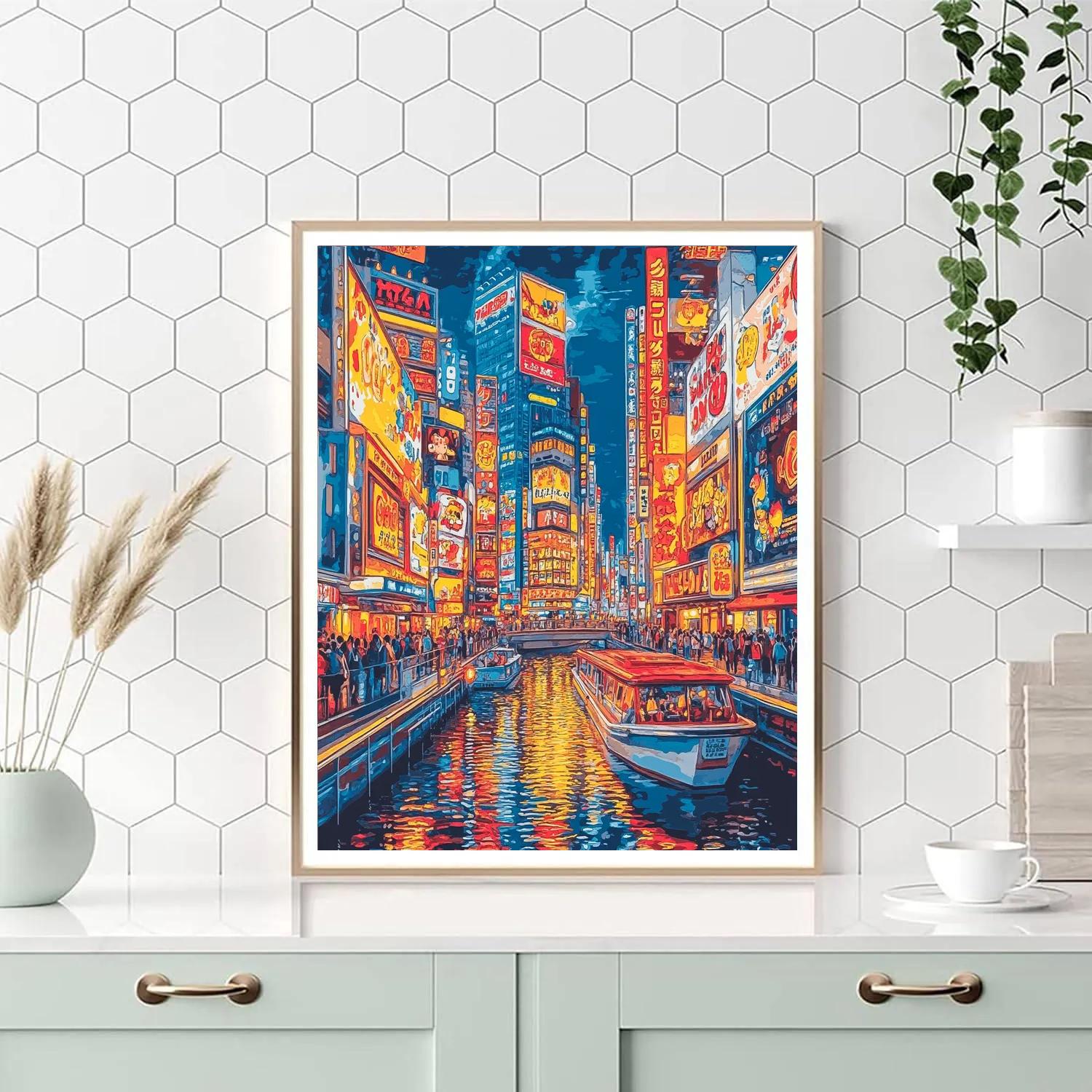 Namba Dotonbori Canal Lights Osaka Japan Paint by numbers kits