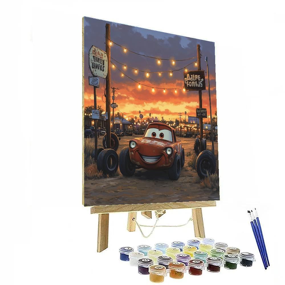 Mater Cozy Tow Yard Evening - Disney Inspired DIY paint by numbers