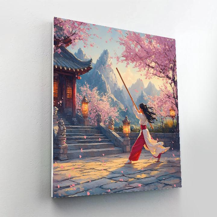 Mulan Training Courtyard Dawn - Disney Inspired Paint by numbers art