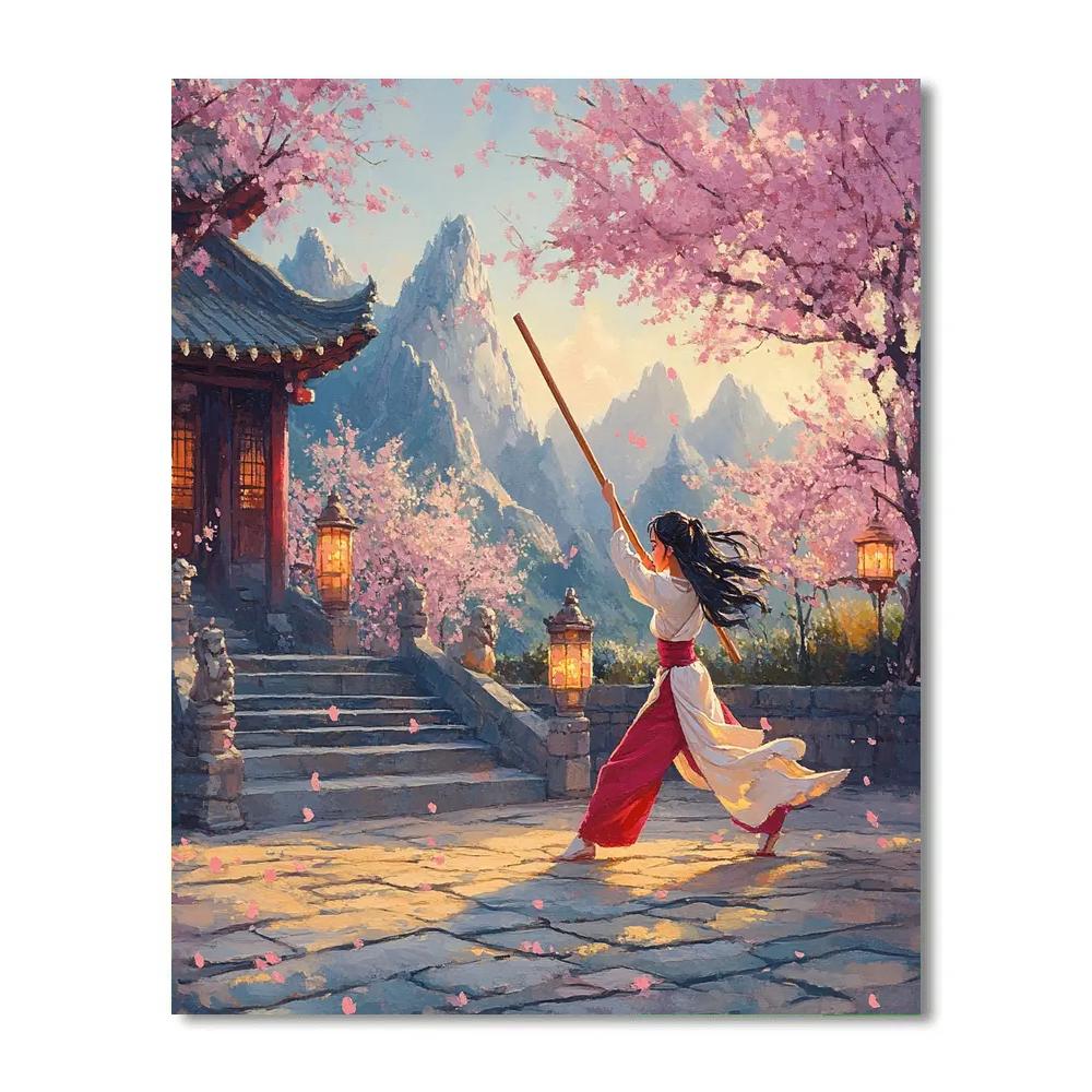 Mulan Training Courtyard Dawn - Disney Inspired Paint by numbers art