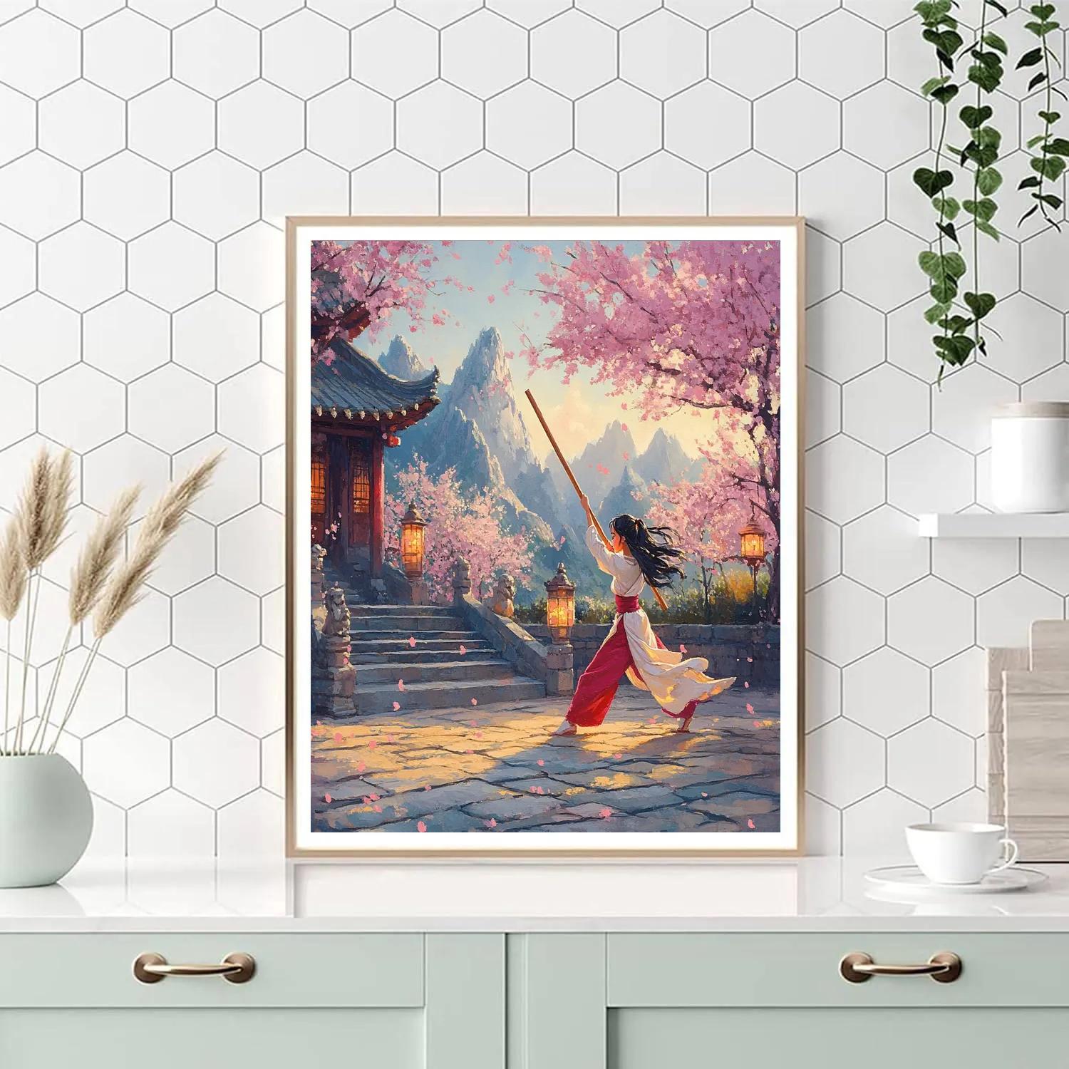 Mulan Training Courtyard Dawn - Disney Inspired Paint by numbers art