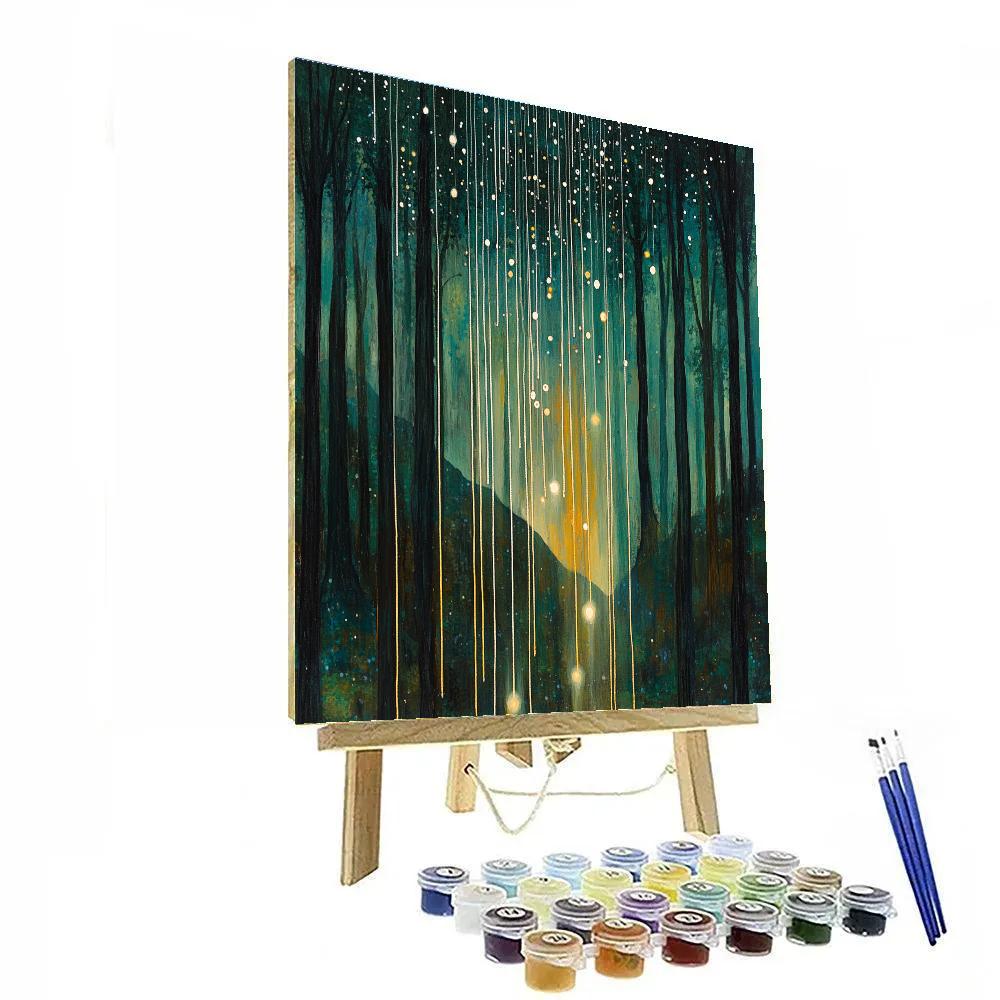 Jackson Pollock Inspired Meteor Shower Forest paint by numbers