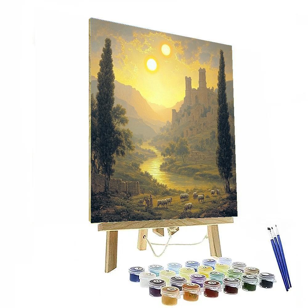 Claude Lorrain Inspired River Valley Under Twin Suns paint by number
