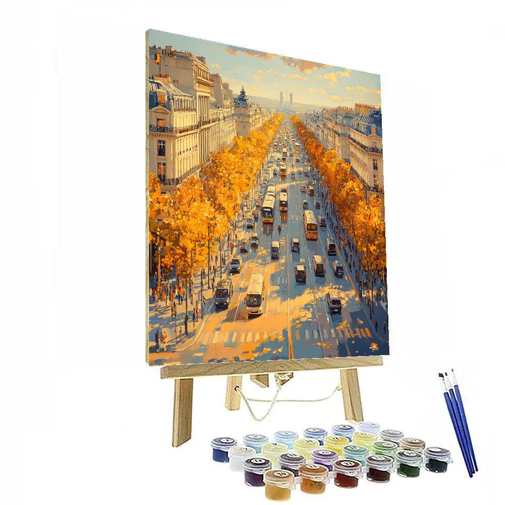 Champs Elysees Autumn Glow Paris France paint by color