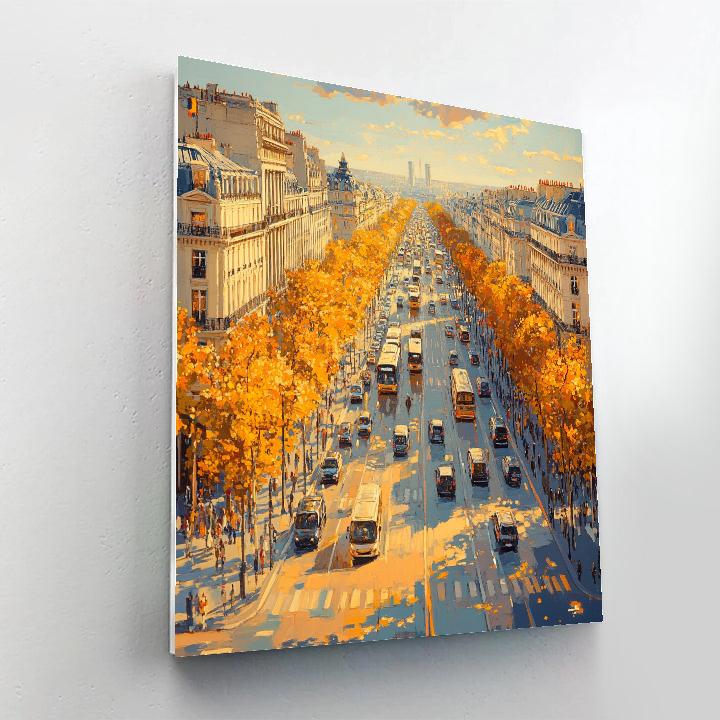 Champs Elysees Autumn Glow Paris France paint by color