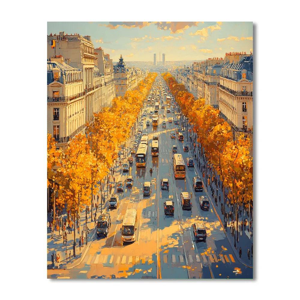 Champs Elysees Autumn Glow Paris France paint by color