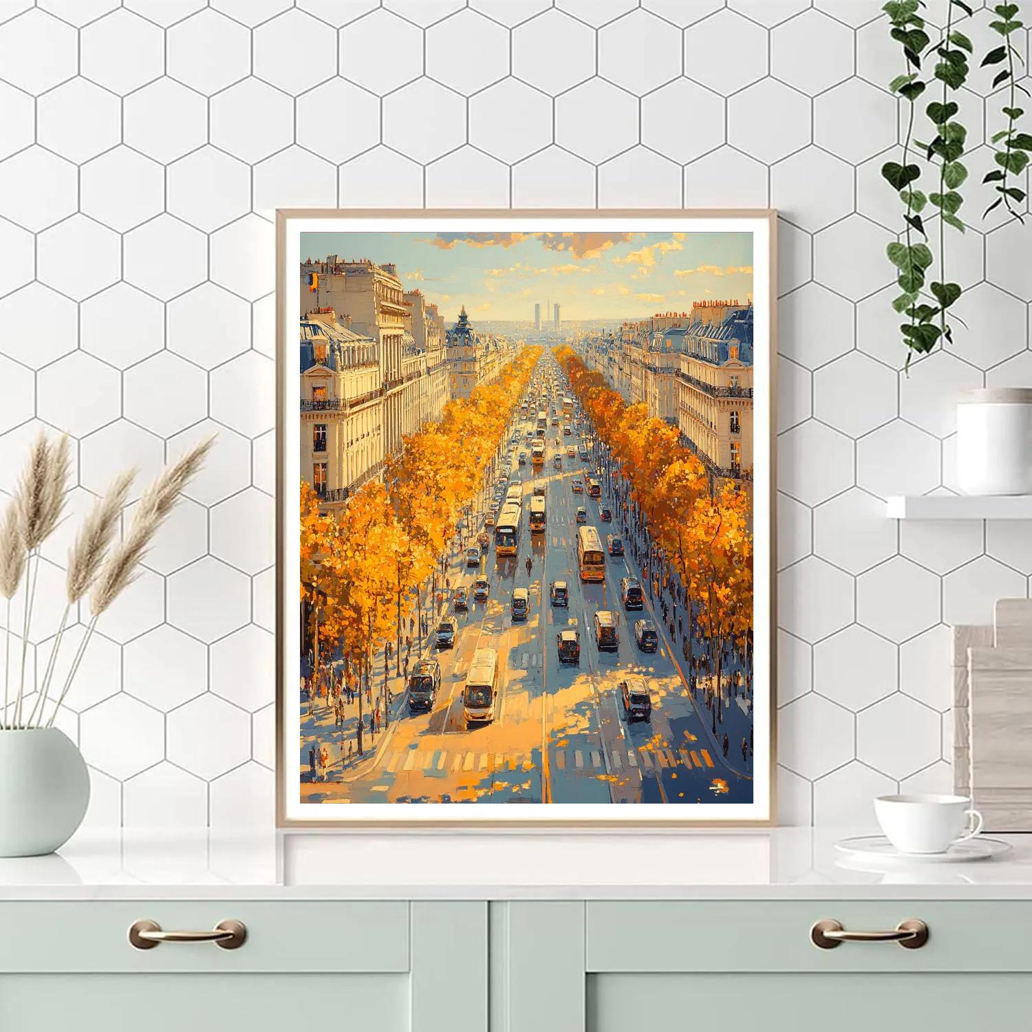 Champs Elysees Autumn Glow Paris France paint by color