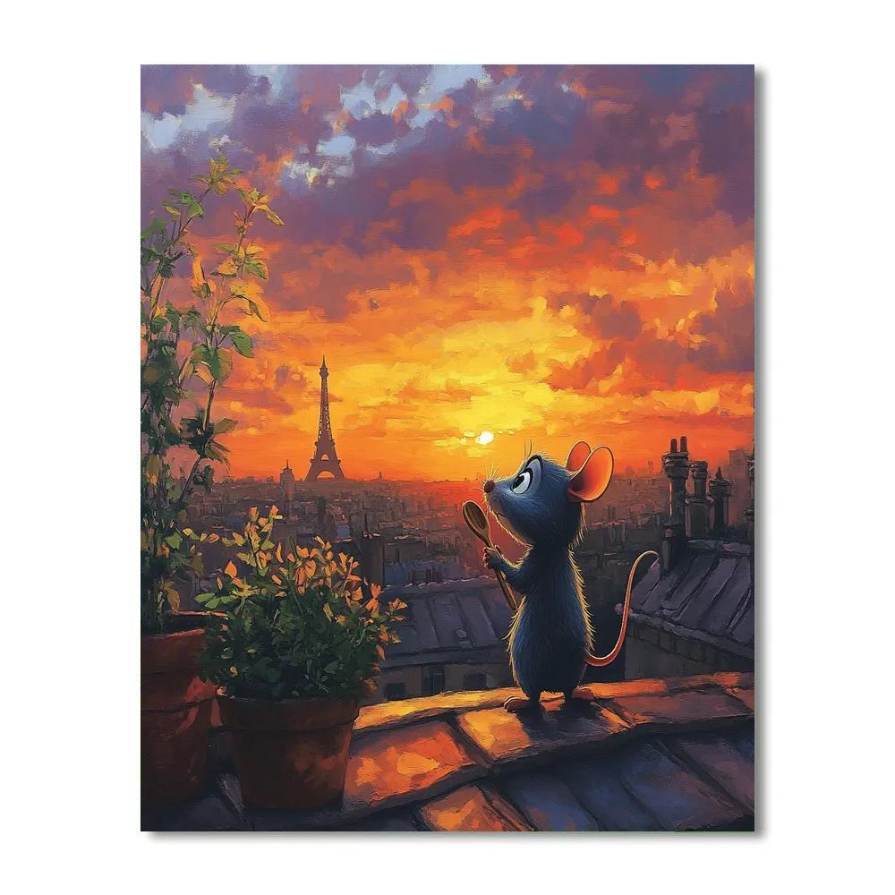 Remy Rooftop Cooking Dream - Disney Inspired Painting by numbers kit
