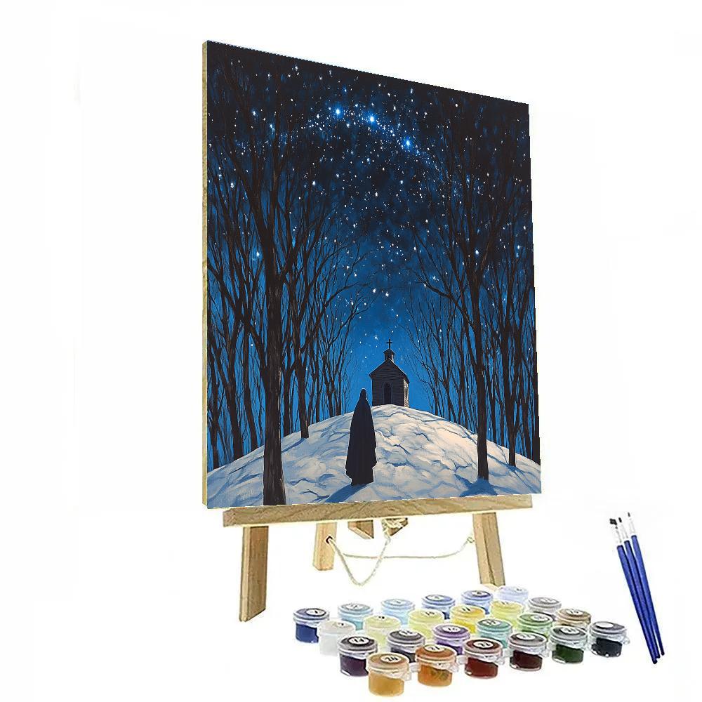 Caspar David Friedrich Inspired Winter Constellation Chapel Paint by numbers art