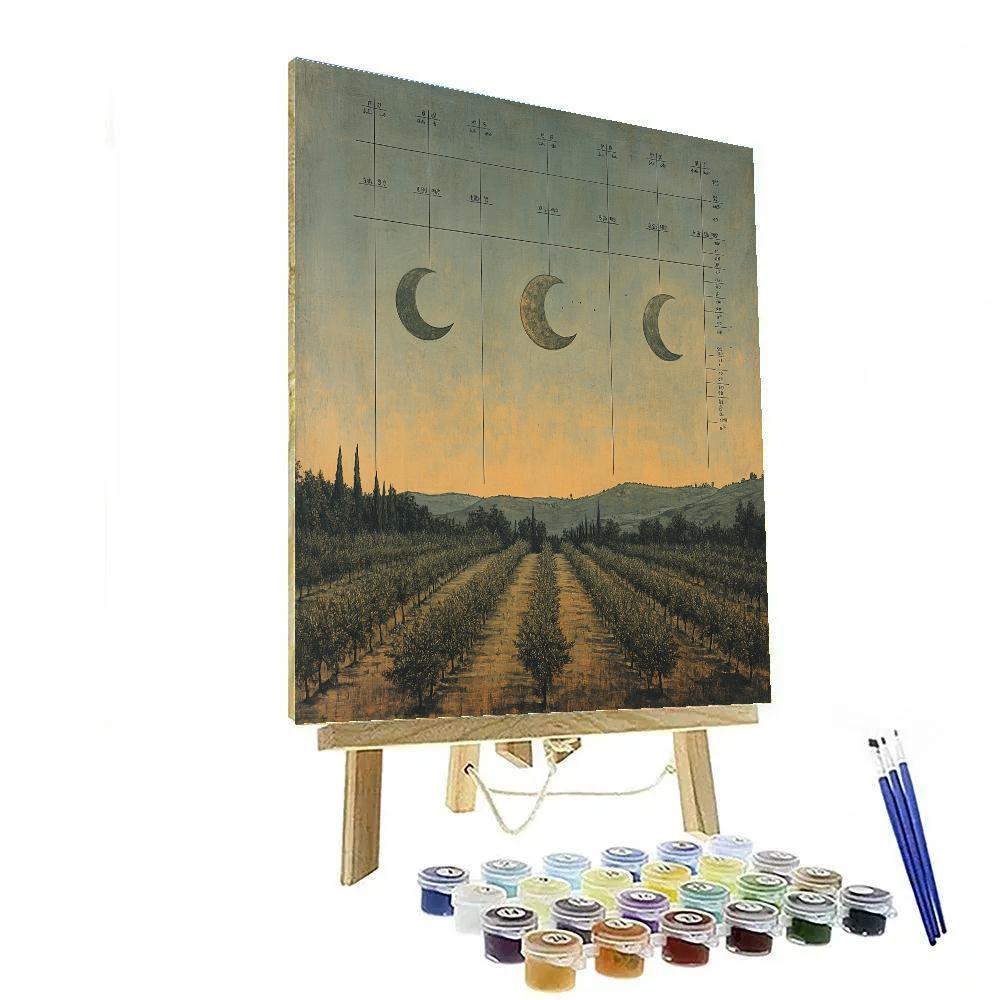 Leonardo Da Vinci Inspired Orchard Moonrise Sequence Painting by numbers kit