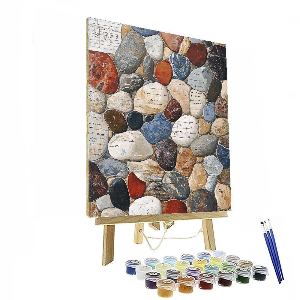 Leonardo Da Vinci Inspired River Pebble Mosaic paint by numbers