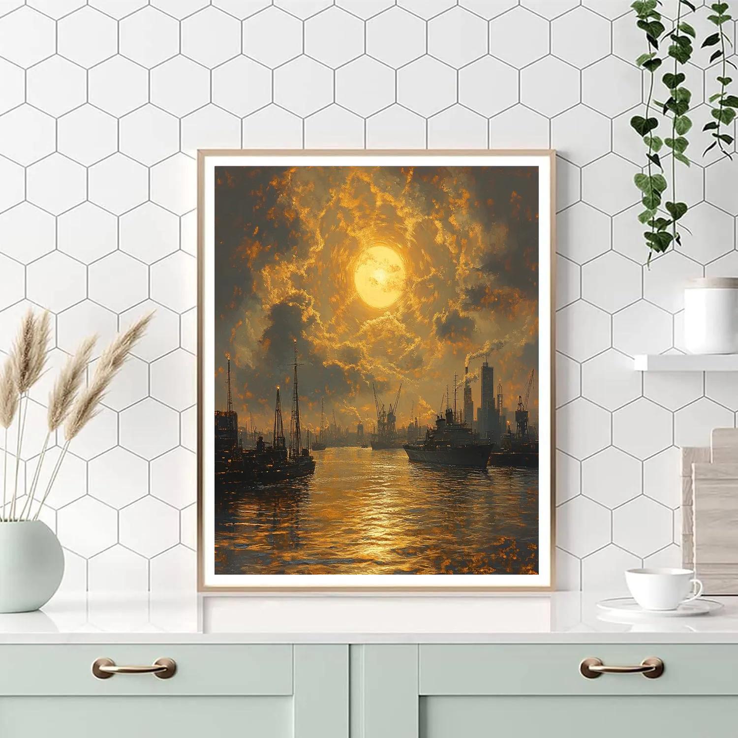 JMW Turner Inspired City In Solar Fog paint by color