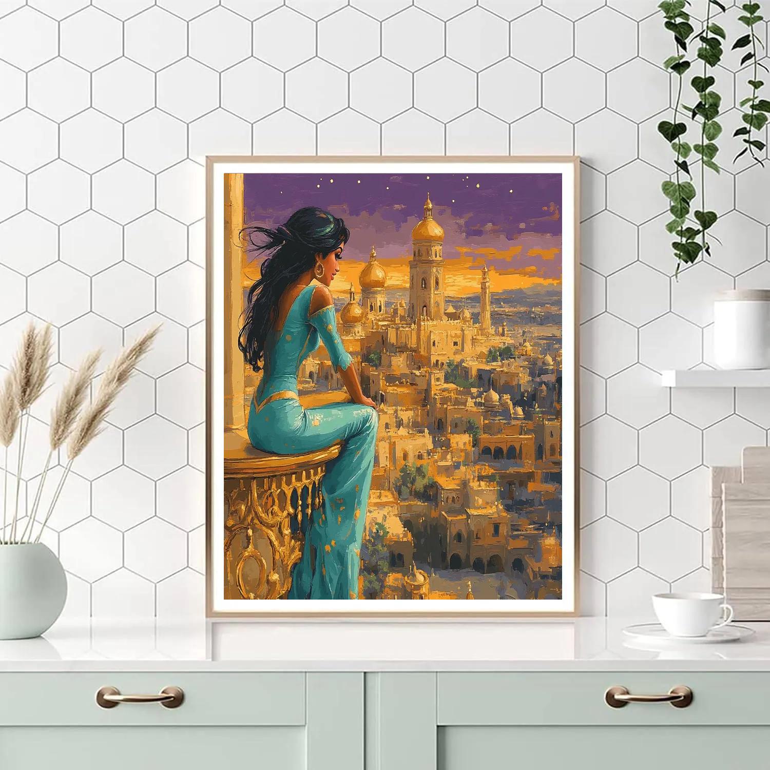 Jasmine Agrabah Palace Rooftop - Disney Inspired Numbered painting kits