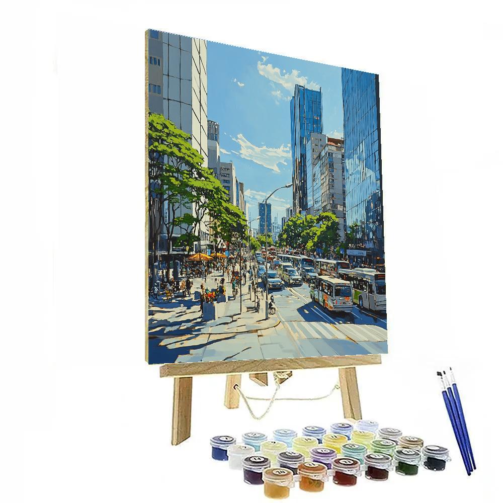 Sao Paulo Paulista Avenue Skyline Sao Paulo Brazil Paint by numbers kits