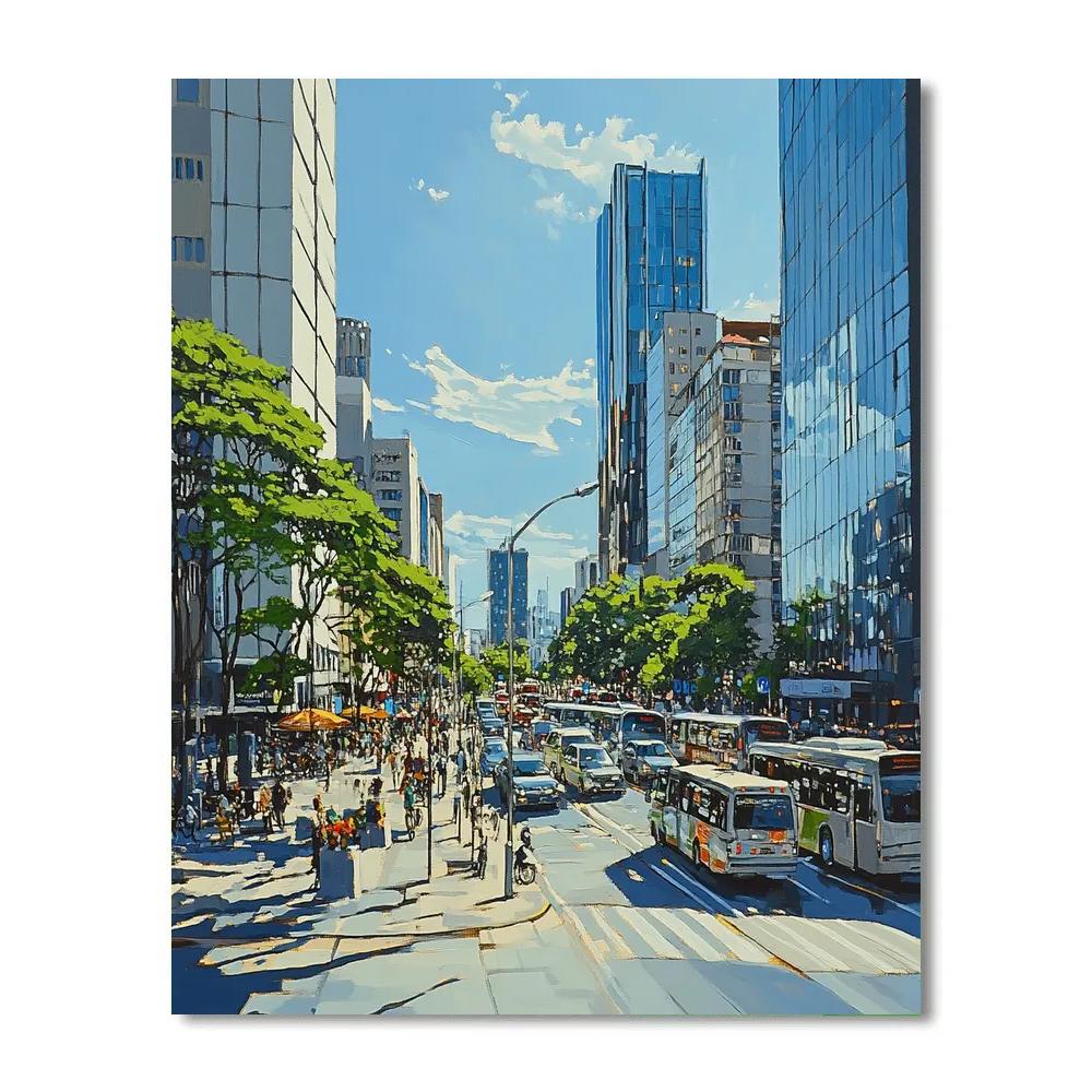 Sao Paulo Paulista Avenue Skyline Sao Paulo Brazil Paint by numbers kits