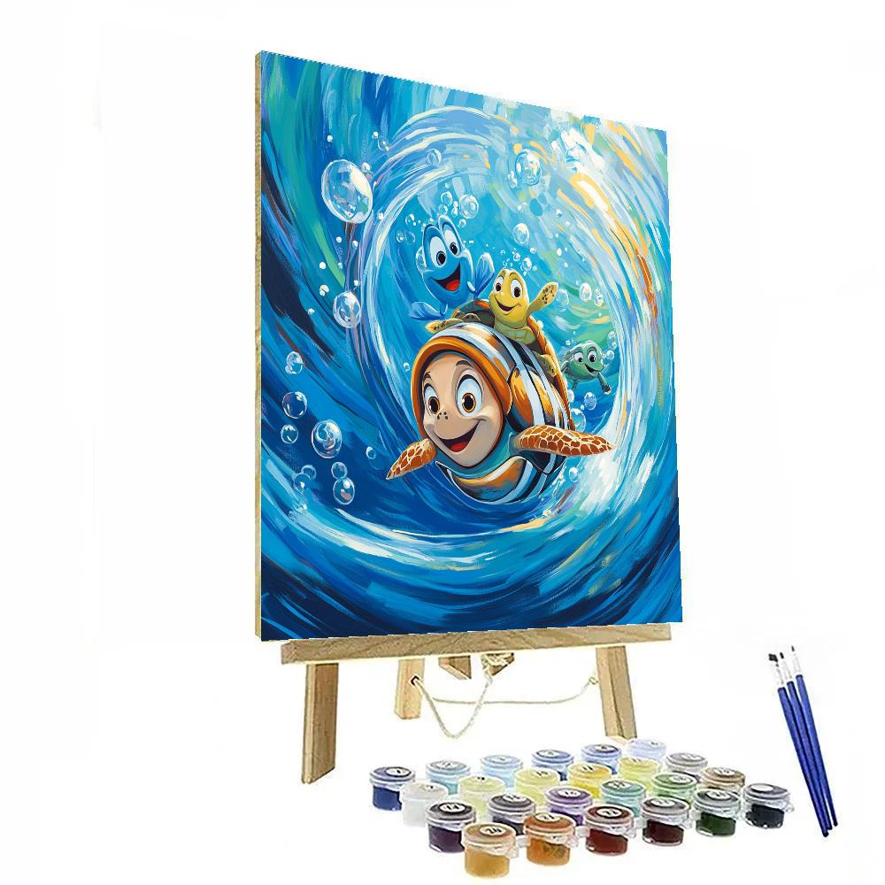 Nemo And Crush Surfing The Current - Disney Inspired Paint by numbers art