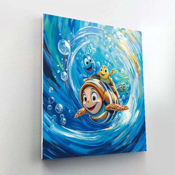 Nemo And Crush Surfing The Current - Disney Inspired Paint by numbers art
