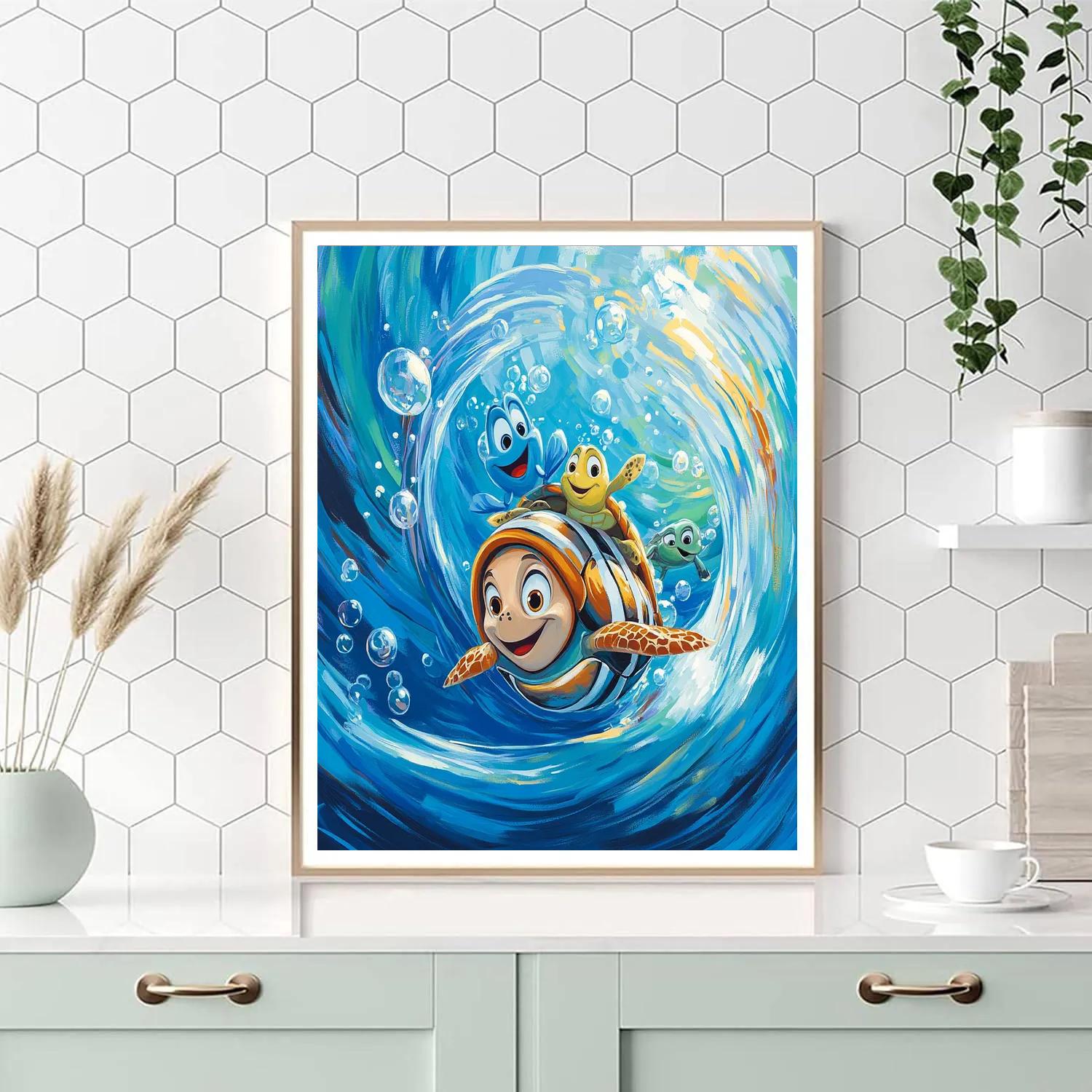Nemo And Crush Surfing The Current - Disney Inspired Paint by numbers art