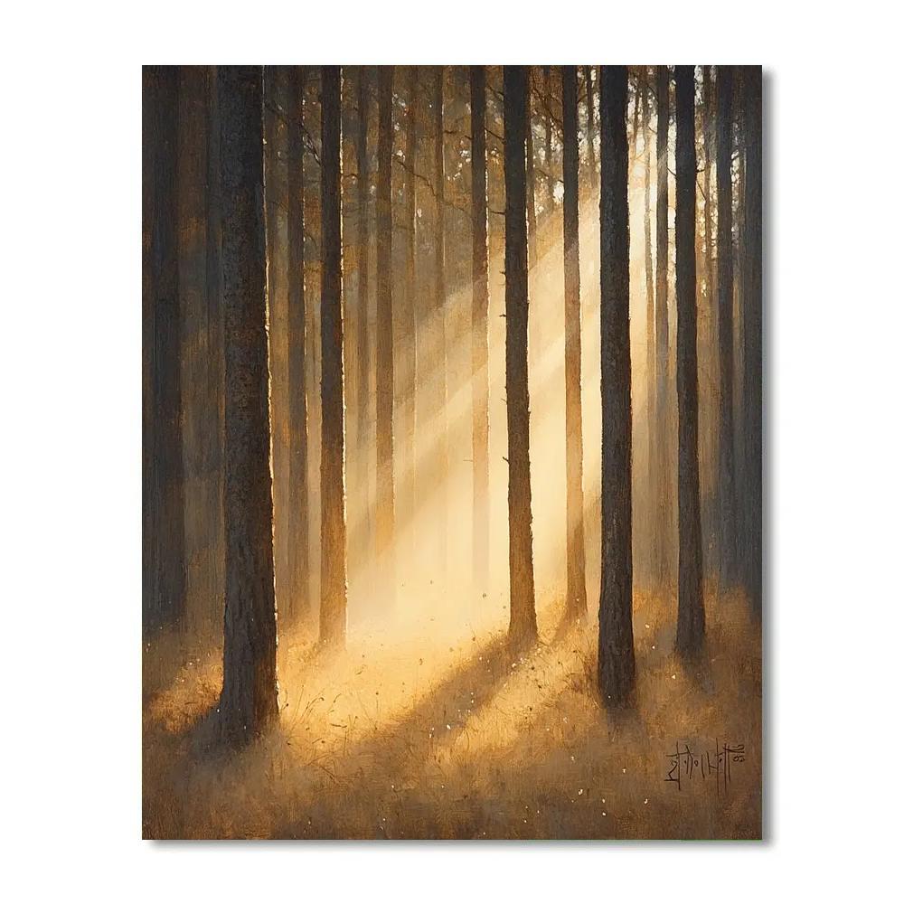 Leonardo Da Vinci Inspired Orchard Light Shafts At Dawn Painting by numbers kit