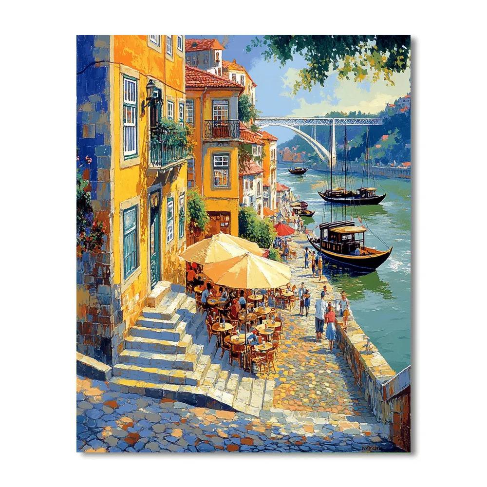 Porto Ribeira Riverside Embankment Porto Portugal paint by number