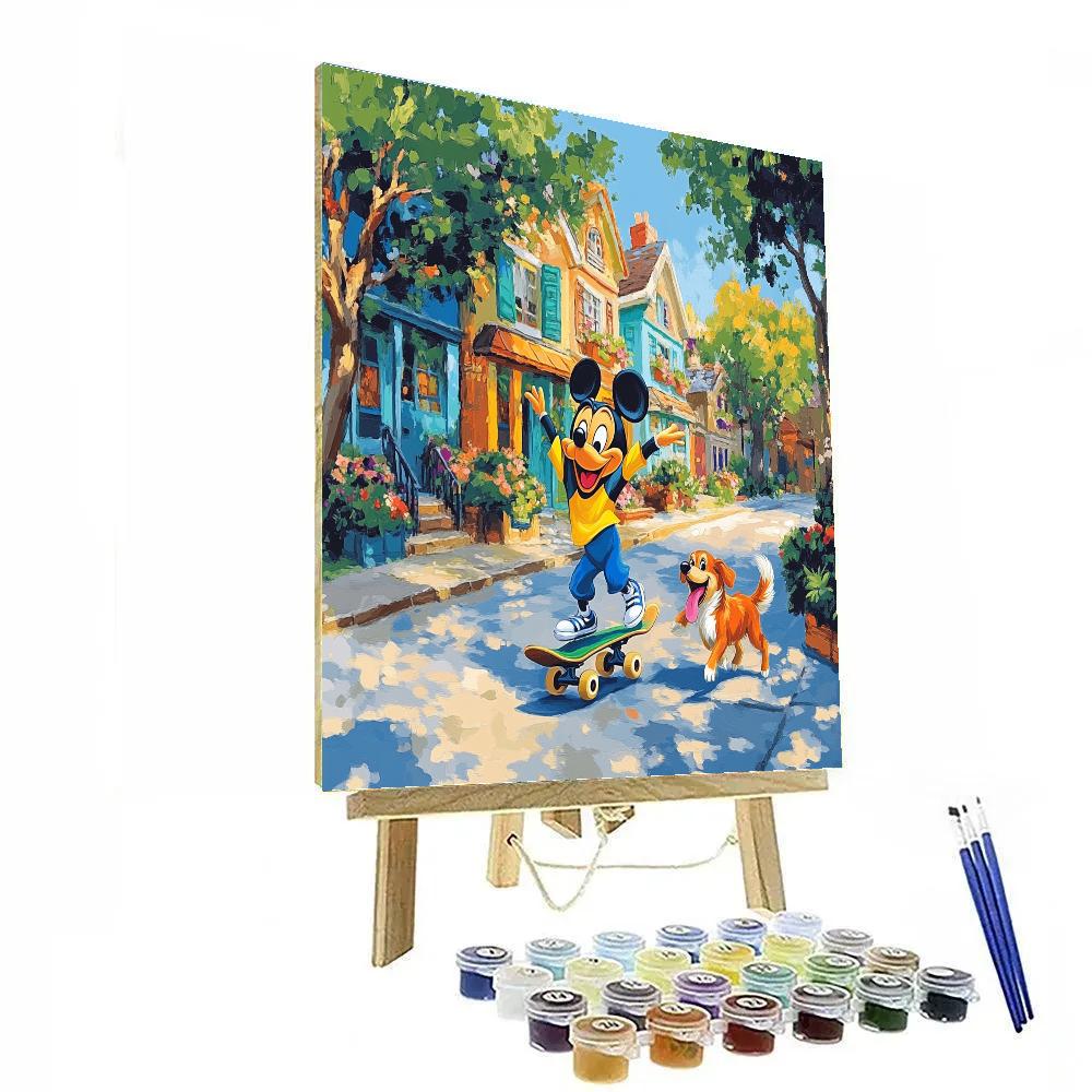Goofy Neighborhood Skate Day - Disney Inspired Paint by numbers art