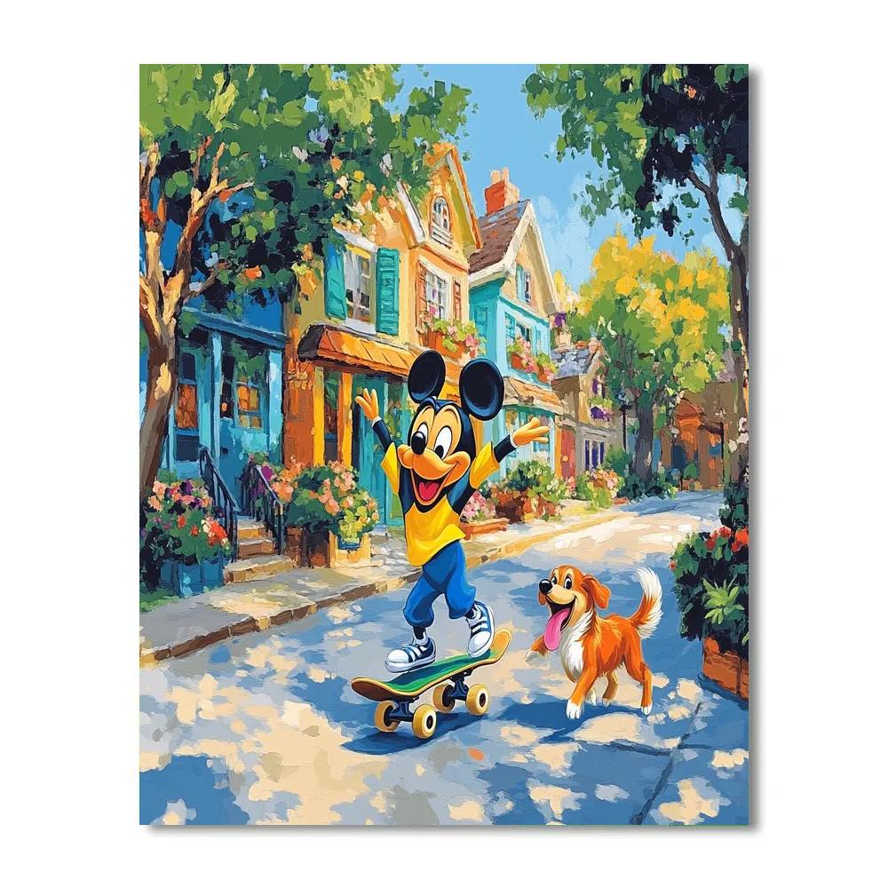 Goofy Neighborhood Skate Day - Disney Inspired Paint by numbers art
