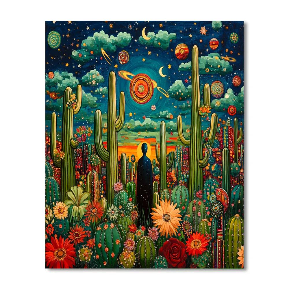 Frida Kahlo Inspired Cosmic Garden Of Cacti Paint by numbers kits