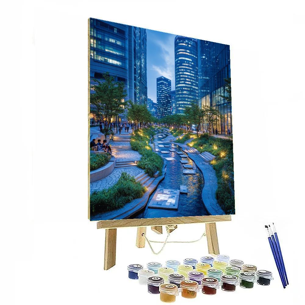 Seoul Cheonggyecheon Stream Night Walk Seoul South Korea Paint by numbers kits